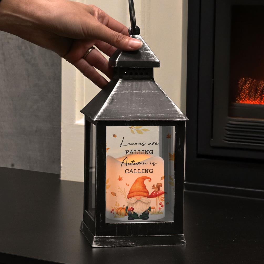 Personalised Autumn Gonk Black Lantern Extra Image 2